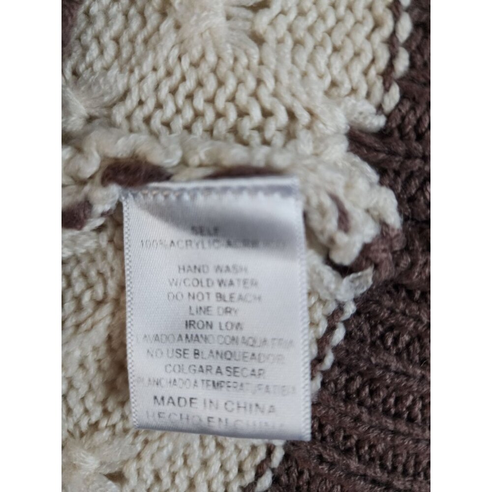 Listicle Womens Cable Knit Drop Shoulder Pullover Sweater Blue/White/Brown Small - Picture 6 of 10